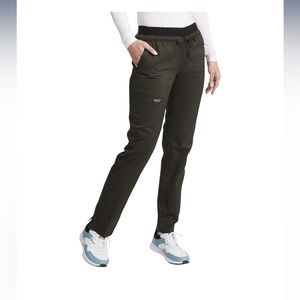 Cherokee Workwear Revolution Scrub Pants XL Petite Olive Branch